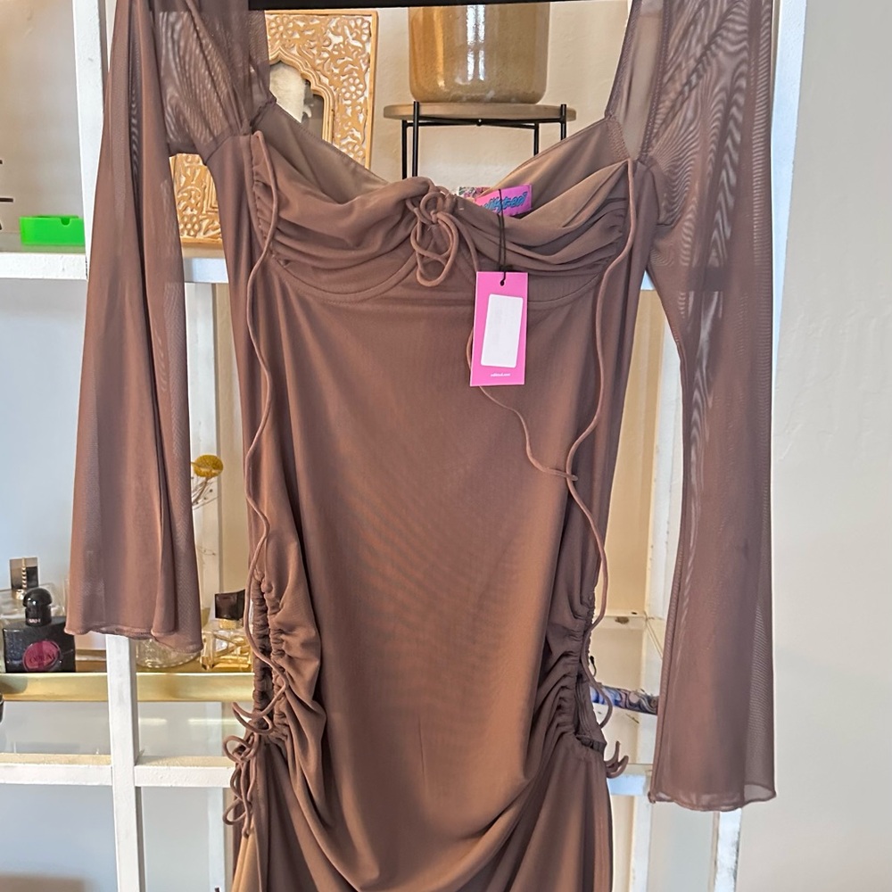 Edikted Chocolate Long Sleeve Dress